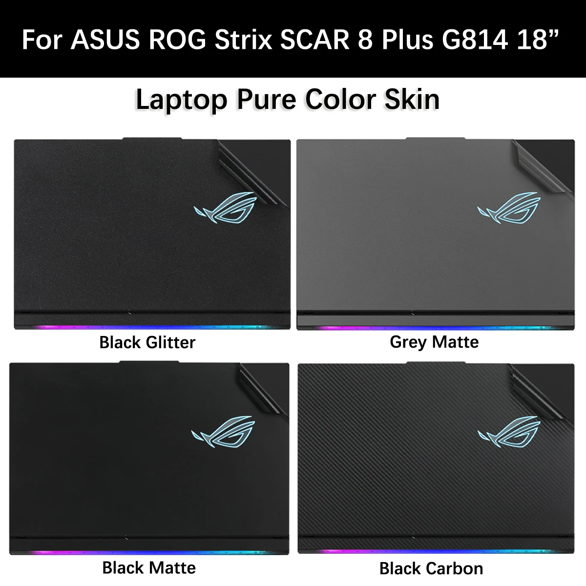 ملصقات جلدية للكمبيوتر المحمول من الجلد لـ ASUS ، ROG Strix ، SCAR 8 Plus ، G814 ، G814JVR ، 18 بوصة ، ألياف الكربون ، حماية من الفينيل