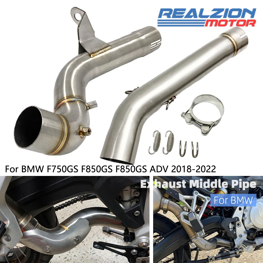 REALZION F750 GS Exhaust Middle Pipe Motorcycle Slip-On Link Pipe Connect Tube For BMW F750GS F850GS F850GS ADV 2018-2022