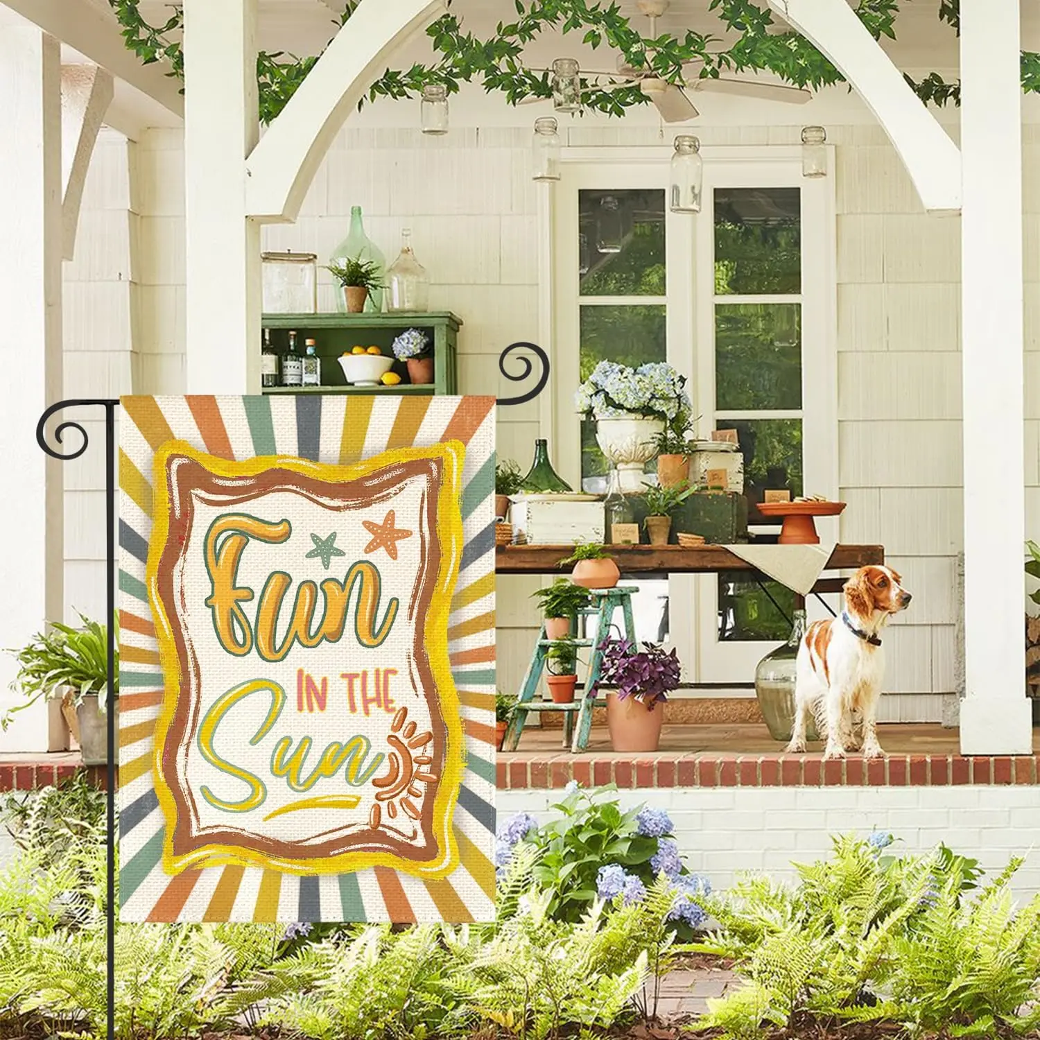 AVOIN colorlife Fun in the Sun Summer Garden Flag 12x18 Inch Double Sided, Sunshine Welcome Seasonal Holiday Burlap Yard Outdoor