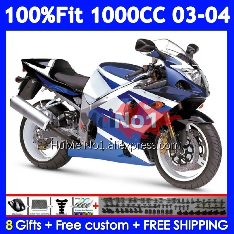 OEM Body For SUZUKI GSXR-1000 GSXR 1000 CC 117No.27 White blue 1000CC GSX R1000 K3 GSXR1000 03 04 2003 2004 Injection Fairing