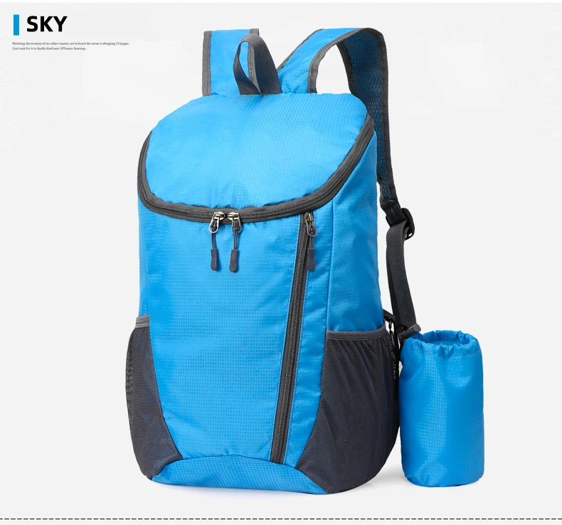 23L Tragbare Tag Pack Faltbare Rucksack Klapp Bergsteigen Tasche Ultraleicht Outdoor Radfahren Rucksack Reise Knapsack Wandern Handgepäck Tragbar Sport Laptop speicher Hautbeutel Wasserabweisend – Detail 31
