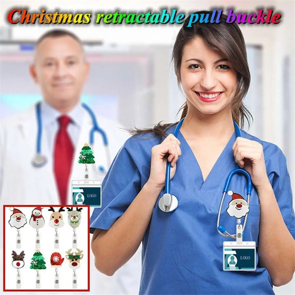 

Name Tags Nameplate 360 Degree Rotation Nurse Christmas Badge Holder Clips ID Card Chain Clip Retractable Badge Reel Clip