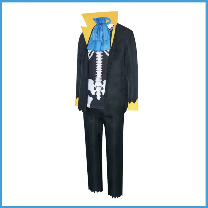 Anime Burukku Cosplay Costume Brook Revive-Revive Fruit Wig Skull Printing Uniform Coat Man Halloween Masquerade Ball Suit