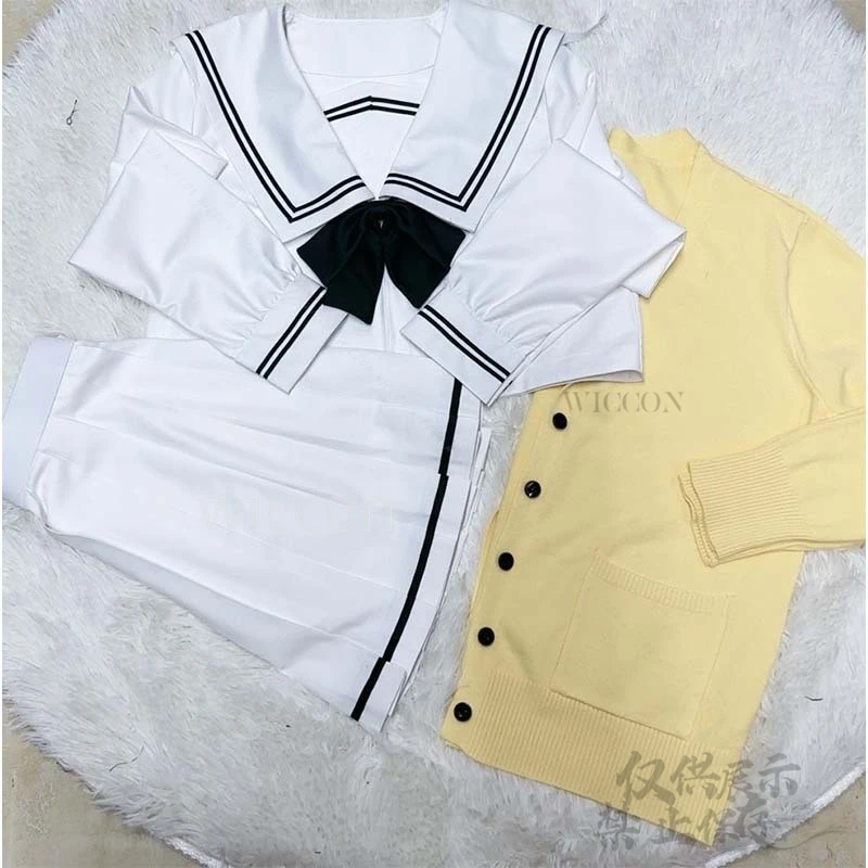 Muko Aoi MIYUKI JK School Uniform Sweater Dress Wig Galgame Cosplay You And ME And Her: A Love Story Costume Anime Customized