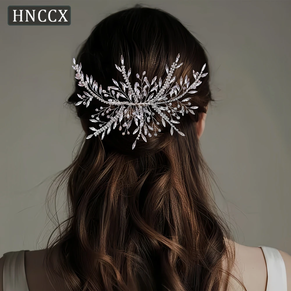 

YouLaPan Fashion Bridal Sliver Color Hair Clips Wedding Rhinestone Branch And Leaf Hair Accessories Womrn Party Headpiece HP287
