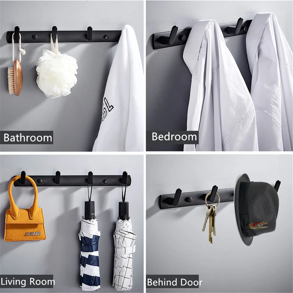 Bathroom Hanger Hook Coat Rack Towel Clothes Shelf Hat Hook Wall Rack for Kitchen Bedroom Door Rack Hallway Balcony Clothes Hook