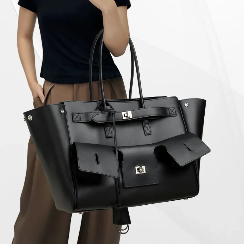 Brand High-quality Soft Pu Leather Handbag Tote Bag Rodeo Lock Design Women Bag Large-capacity Storage Bag Commuter Shoulder Bag - view 3