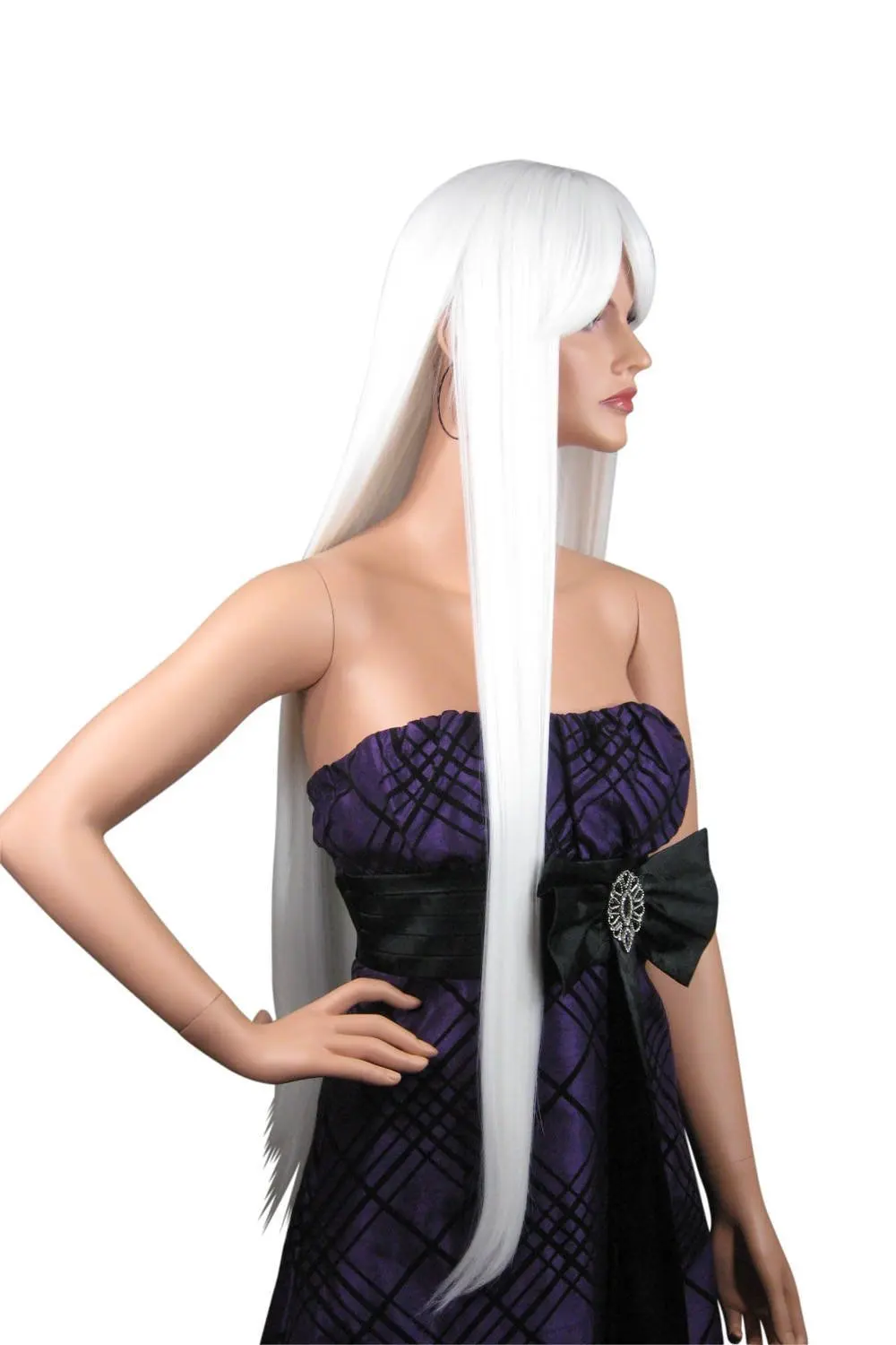 100cm Long Straight White Cosplay Wigs Anime Game Long Straight Costume Women Cosplay Synthetic White Hair Wigs
