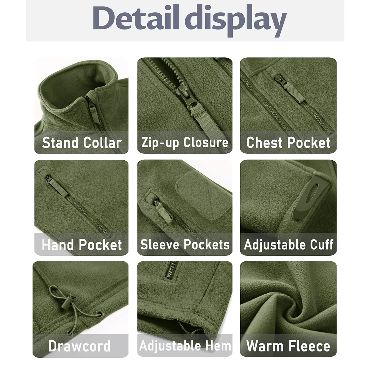 TACVASEN Men's Fleece Jacket Soft Warmth Windproof Full Zip Up Coat Multiple Zipper Pockets Hiking Working Outdoors Windbreaker 25 S4fecd395cf4e49b49f988e857a8b3a58M