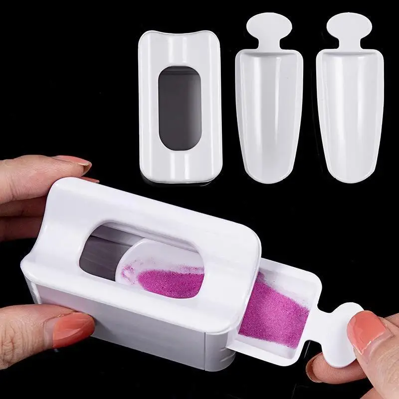 French Portable Recovery Box For Nail Glitter Powder Container Recycling Dipping Powder Dust Tray Nail Art Caviar Sequin Storag