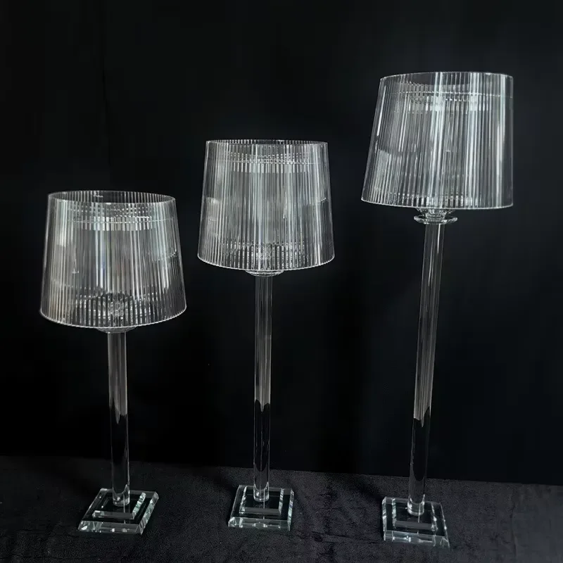 European Style Striped Glass Candlestick Cover Crystal Table Lamp Shade Wedding Decoration Home Decor Wholesale Crystal