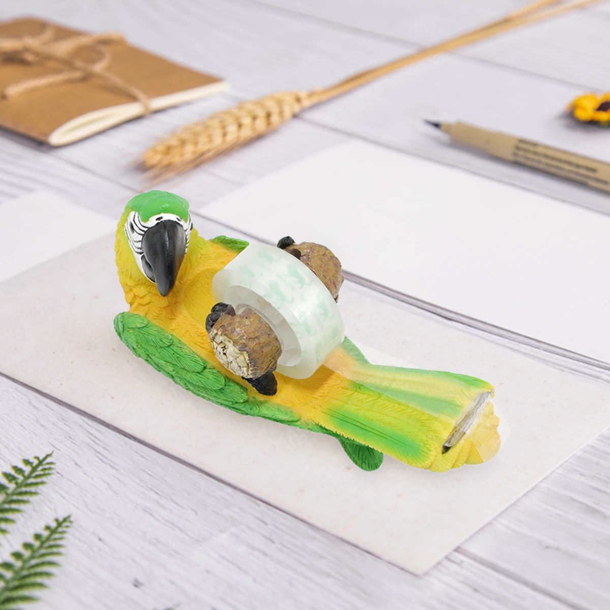 1-delige Set Van Papegaaitape Basis Hars Handwerk, Kantoortape Snijbasis, Kleurrijke Diervormige Tape Basis, Schattige Papegaai Bureau Artwo