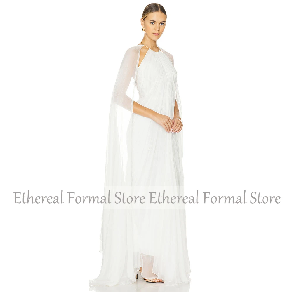 Современное женское вечернее платье из шифона цвета слоновой кости, платье русалки для выпускного вечера, вечернее платье для свадьбы, длиной до пола, плиссированное платье в Саудовской Аравии