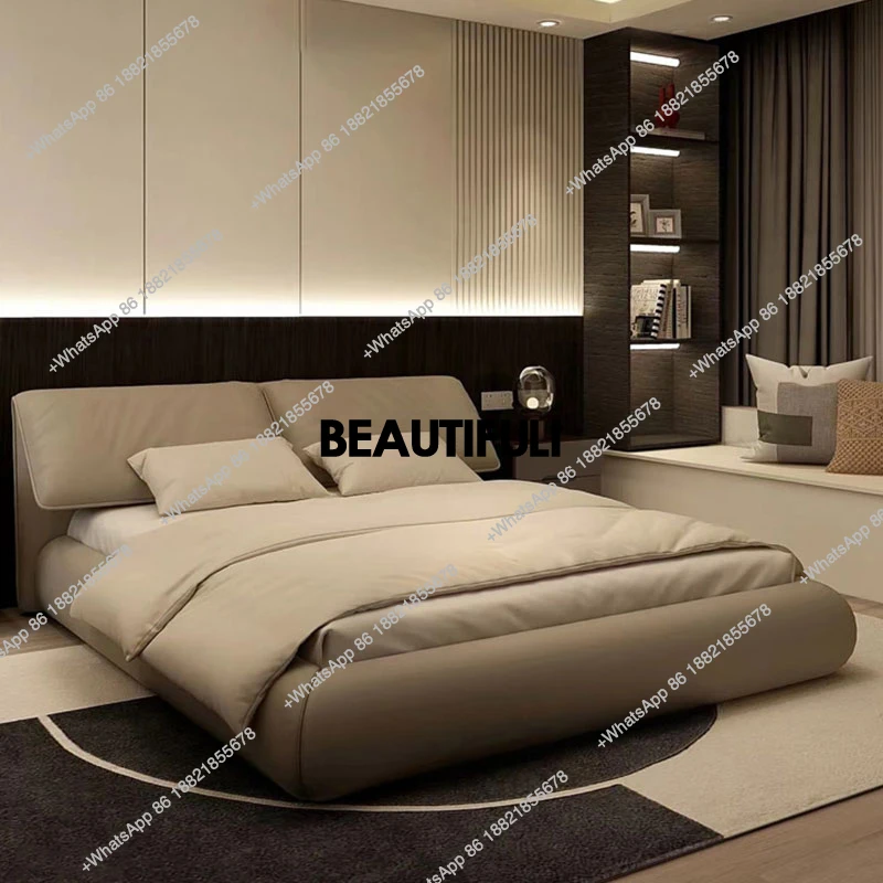 

Дизайнерская двуспальная кровать, европейский минималистичный современный гибкий каркас двуспальной кровати, королевский размер, деревянная Cama, супружеская мебель для дома