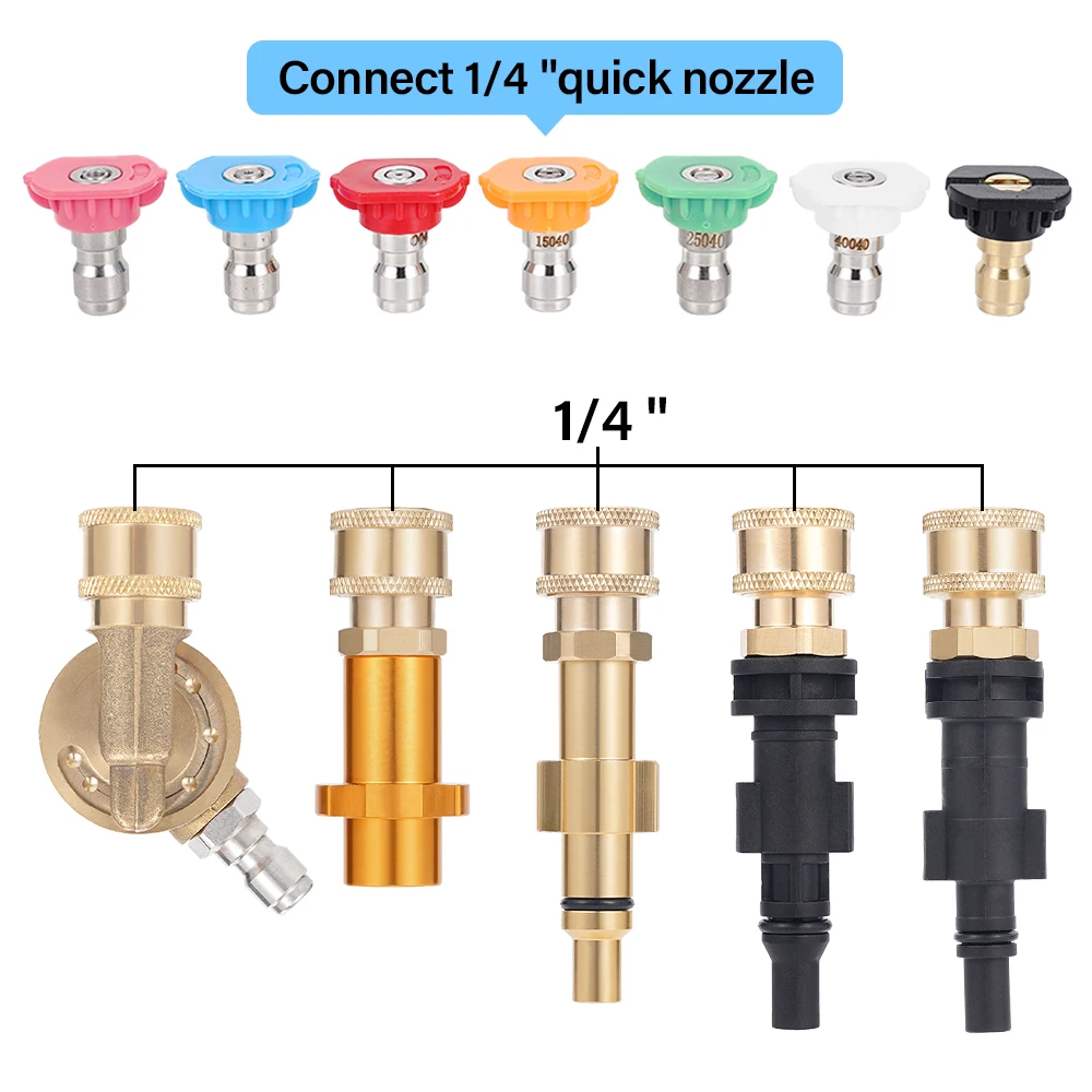5/7PCS 1/4 Inch Water Gun Nozzle Quick Connect Garden High Pressure Washer Spray Nozzle Watering Soap Nozzle Tip Garden Cleaning
