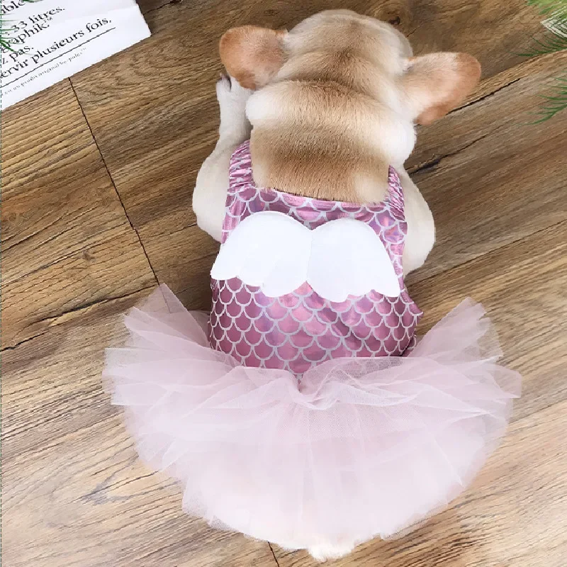 Summer Pet Clothes Schnauzer Pug French Bulldog Dog Dress Cute Girl Dog Clothing Dresses Poodle Frenchies Costume Apparel Skirt