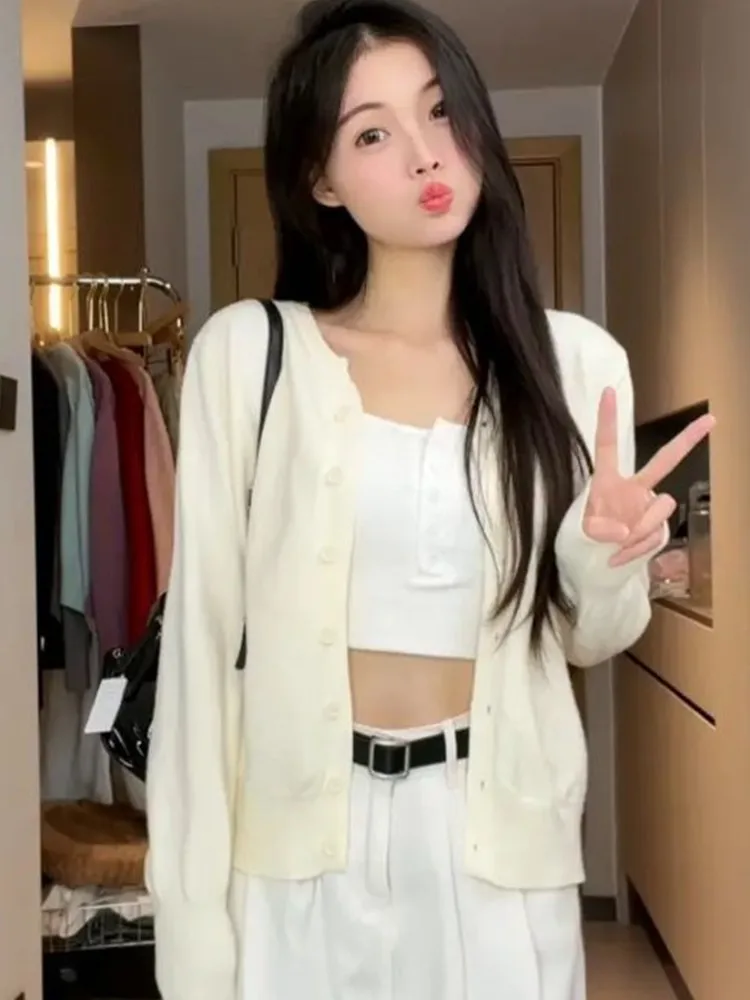 Korean Sle Chic ort Sve Long Sve Women's Sweater Jaet Autumn Winter Outerwear Comfortable Loose Fit  Color