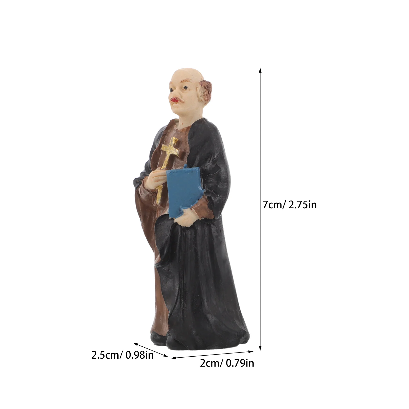 Miniature Priest Sculpture Resin Religious Ornament for Church Home Sand Tray Scene Decor Jesus Catholic Statue