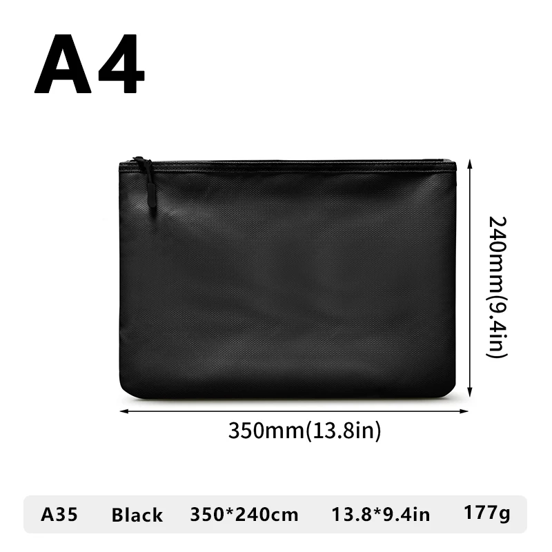 Portable Fireproof Waterproof Document Envelope File Folder Cash Pouch With Zipper Fireproof Safe Money Bag For Home Office