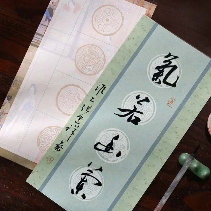 Chinese Calligraphy Xuan Paper Cards Regular Script Writing Practice Half Raw Rice Paper Handwriting Creation Art Work Paper