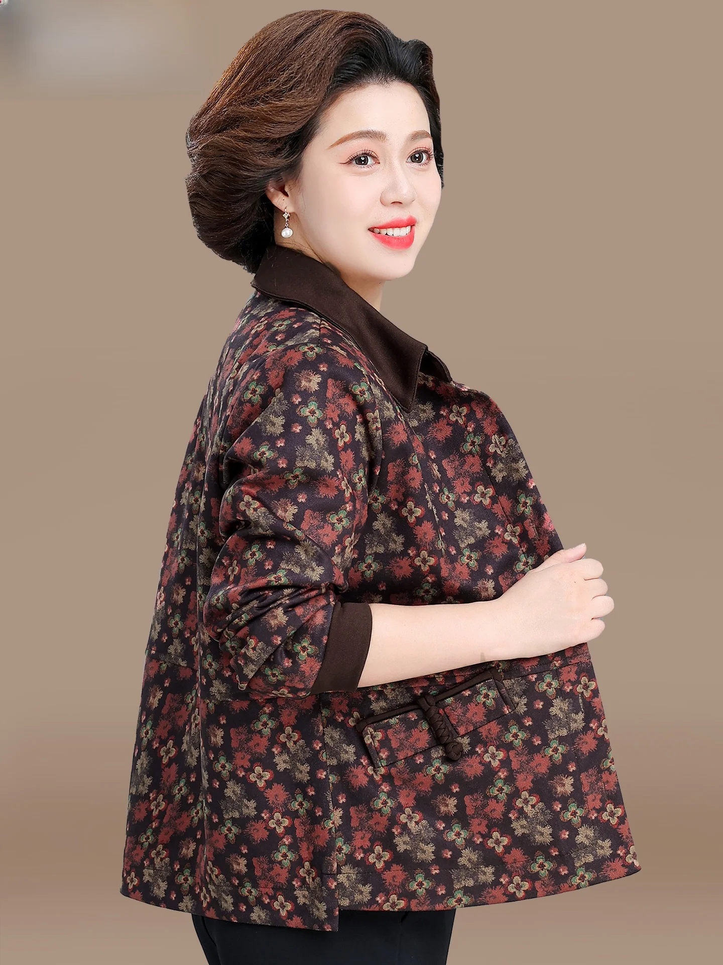 

Повседневная короткая куртка для женщин среднего возраста и пожилых мам, весенне-осенний топ в корейском стиле, свободный крой