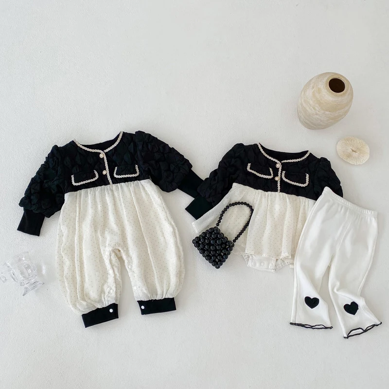 

Infant Autumn Newborn Girls Sister Suit Clothes Sweet Newborn Baby Girls Long Sleeve Jumpsuits Children Rompers