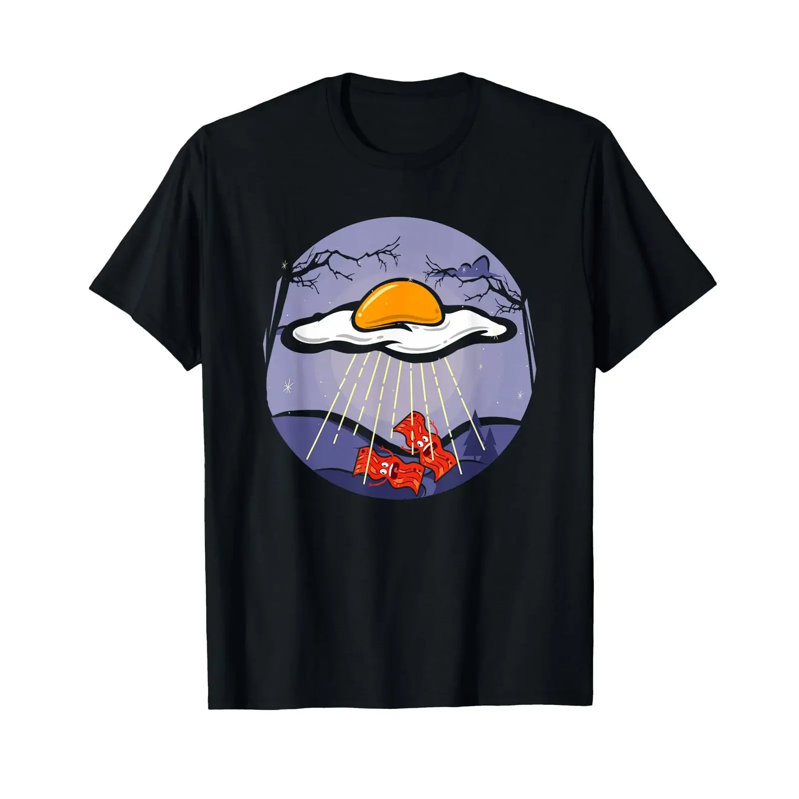 UFO Egg Bacon Abduction T Shirt Lover vintage Washed Slightly Stretched graphic Unisex Versatile Top For Everyday Wear Casual