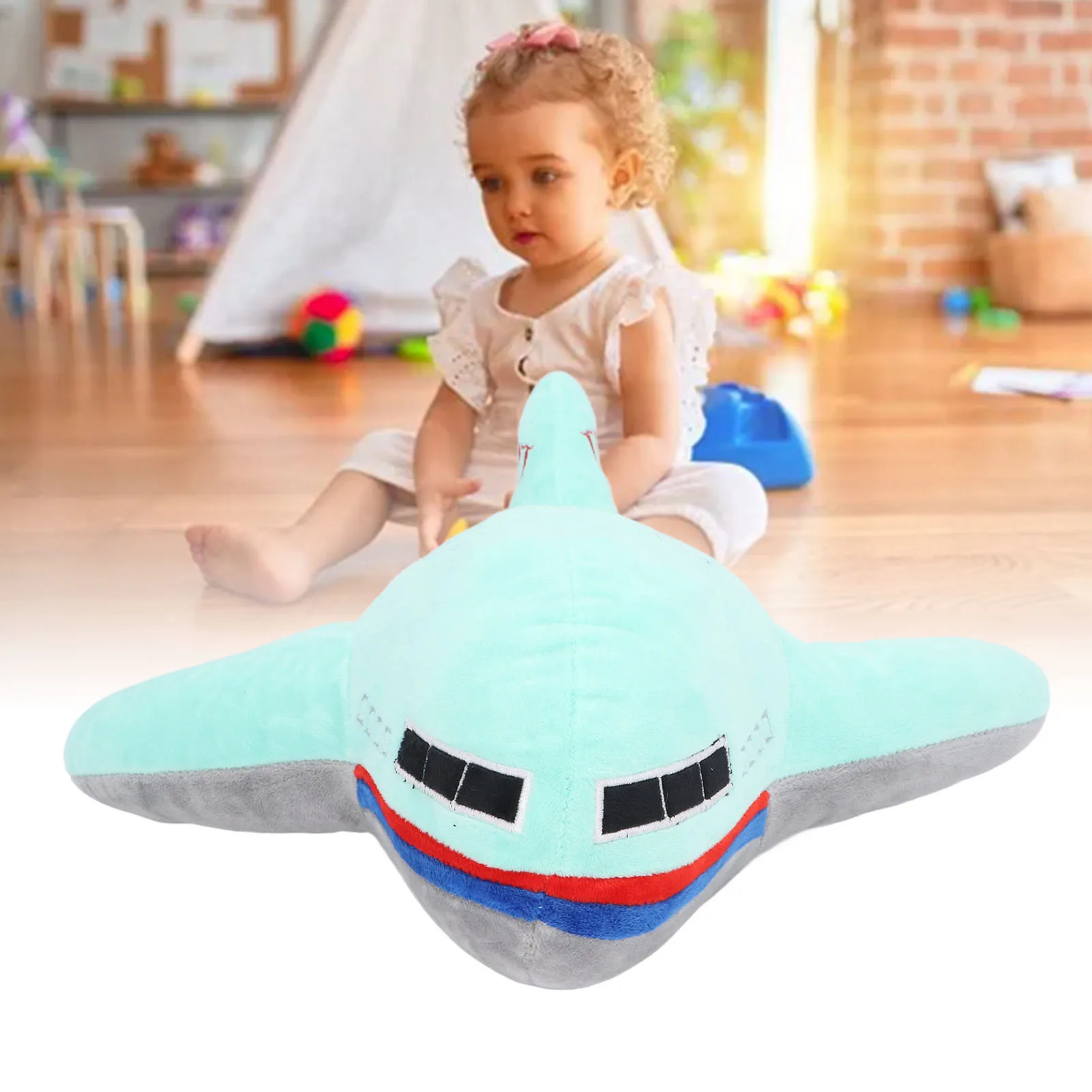 ZK30 Stuffed Airplane Plush Toys Adorable Soft Comfortable Kids Toy Plane Pillow for Decorate Home Sofa Green