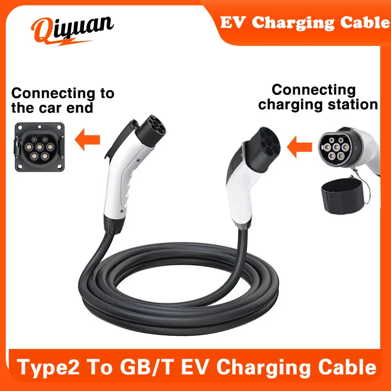 32A Type2 to GBT EV Charging Cable 3M 1Phase 7KW Electric Vehicle GB/T Car EVSE Charging Cord For IEC 62196-2 Charger Station