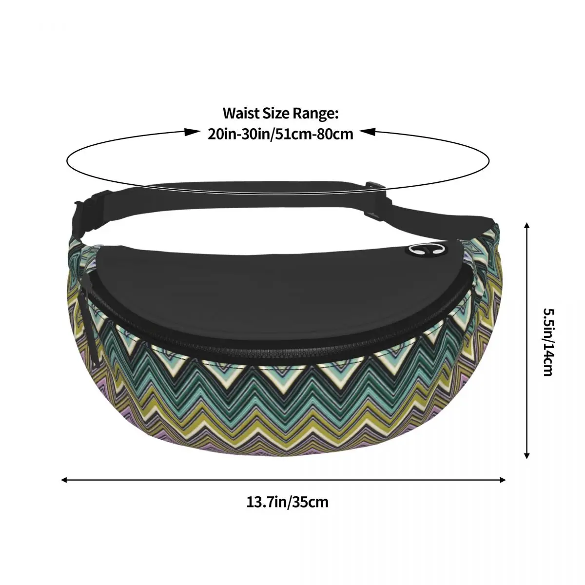 Boho Home Zig Zag Fanny Pack for Women Men Chic Abstract Geometric Zigzag Crossbody Waist Bag Travel Hiking Phone Money Pouch