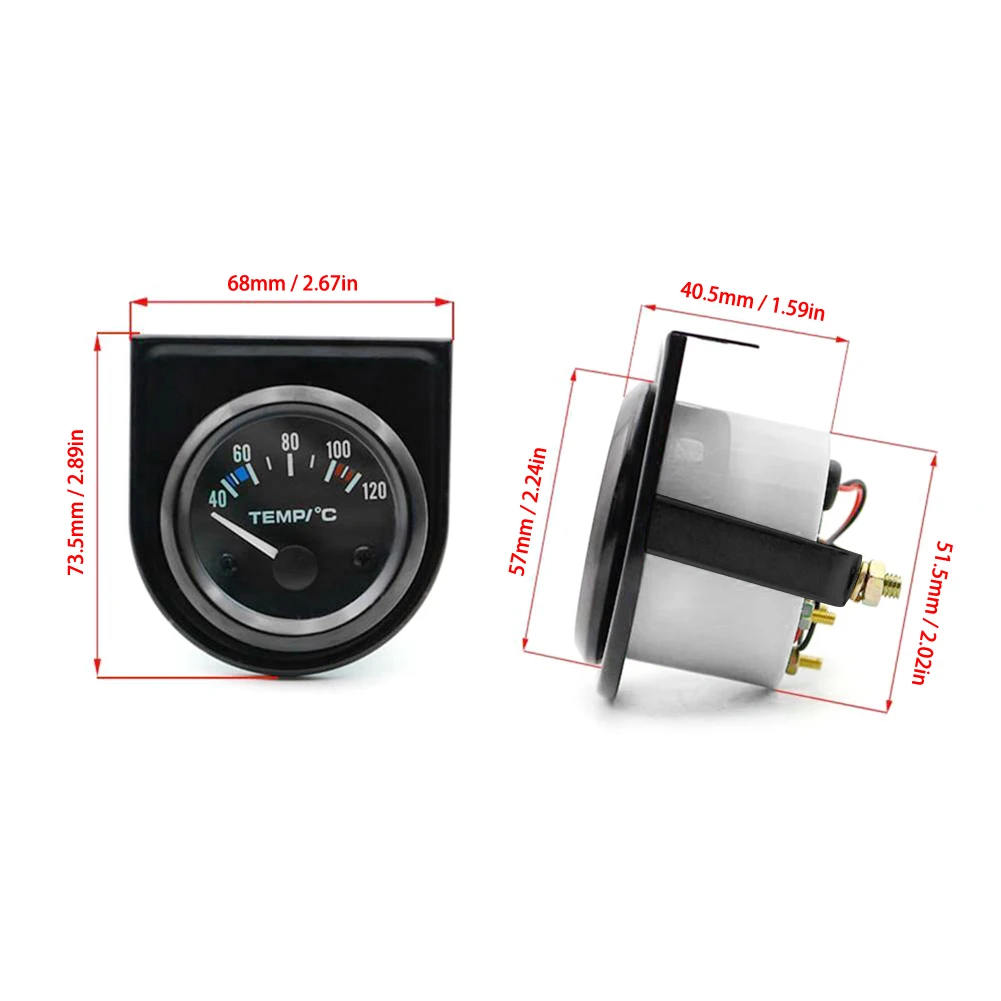 Coolant Water Temperature Gauge 52mm Digital Car Water Temp 12V 40-120℃ LED With Water Temp Joint Pipe Sensor Adapter Auto Meter