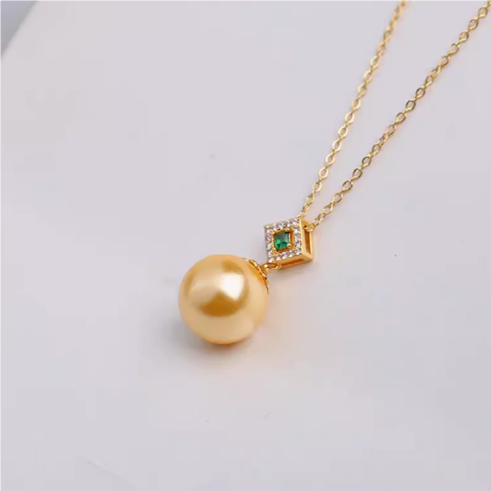 Stunning and beautiful South  Sea round pearl AAA11-12mm pearl pendant 925S 18 inch necklace