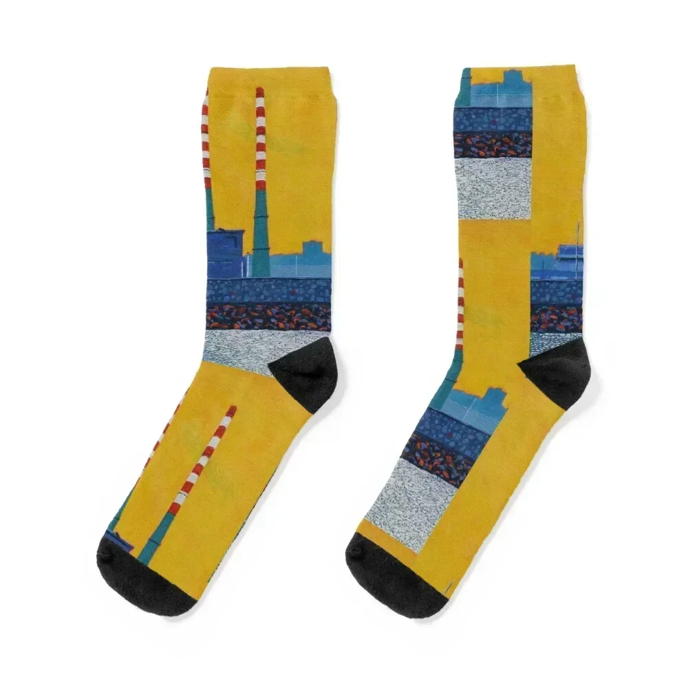 The Poolbeg Chimneys (Dublin, Ireland) Socks heated winter gifts sports stockings Socks Men Women's