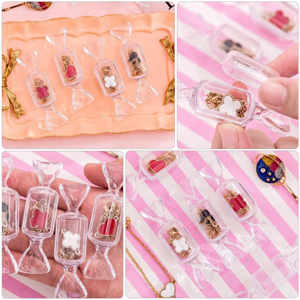 

24Pcs Mini Candy Jewelry Box Transparent Organizer Durable Plastic Case Portable for Necklaces Bracelets Earrings Storage