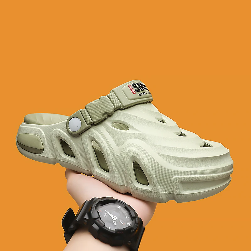 

HKDQ Мужские повседневные сандалии Мягкие сабо из ЭВА Мужские модные зеленые пляжные тапочки на толстой подошве Нескользящие легкие шлепанцы для мужской обуви