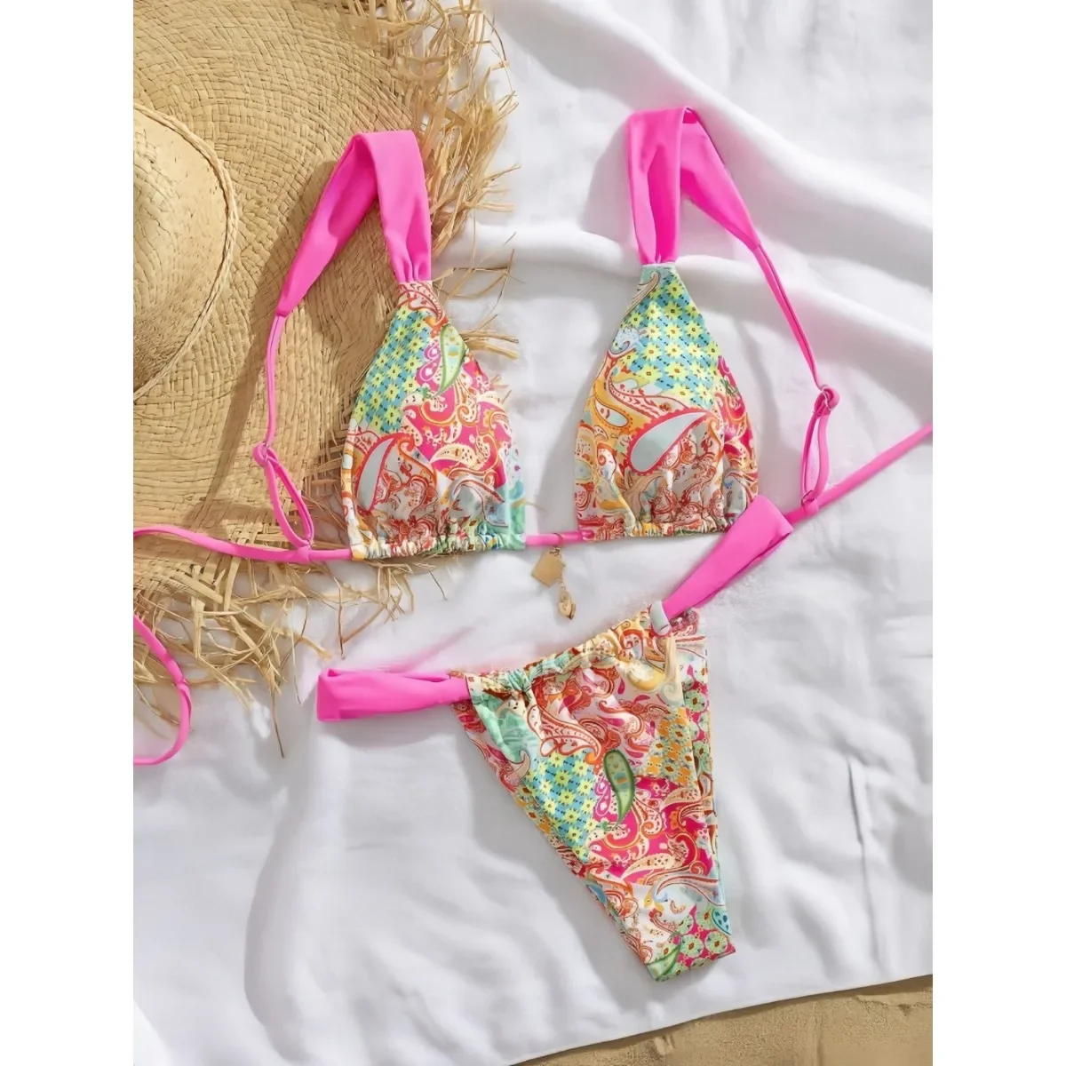 مطبوعة بيكيني سبليت مثير النساء ملابس السباحة بيكيني عطلة الشاطئ #5