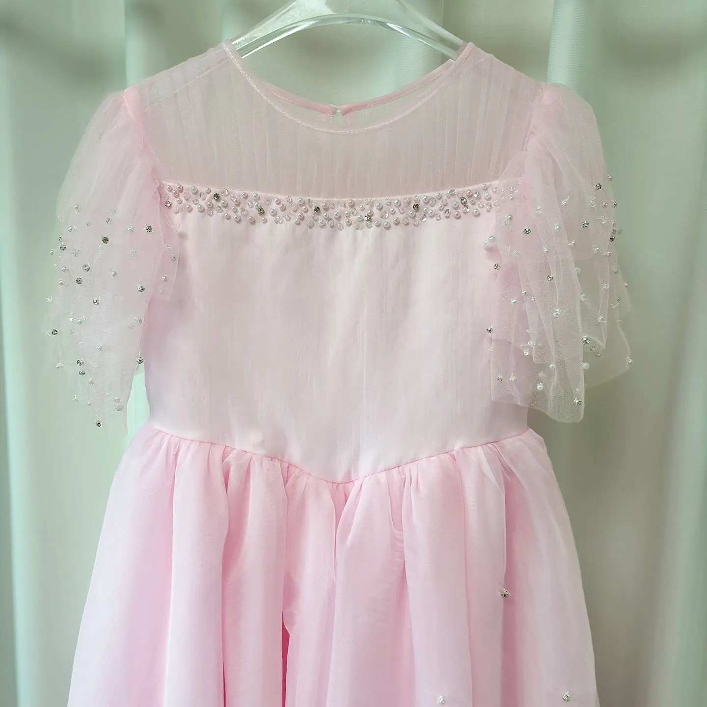 Jill Wish Luxury Blush Pink Girl Dress Feathers Beaded Princess Baby Kids Wedding Birthday Party Gown First Communion 2024 J391