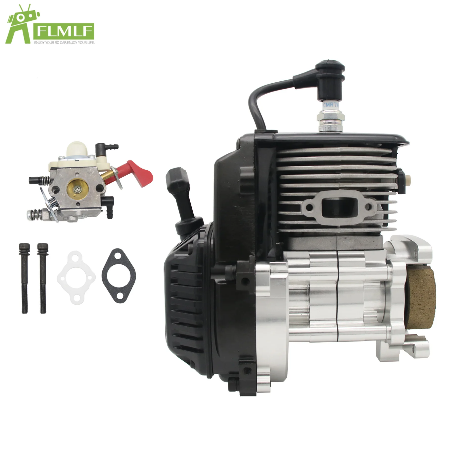 38CC 2-Stroke 4 Bolt Engine with CNC Cylinder Case 9HP Fit for 1/5 HPI Rovan KM BAJA Losi 5ive T FG GoPed RedCat