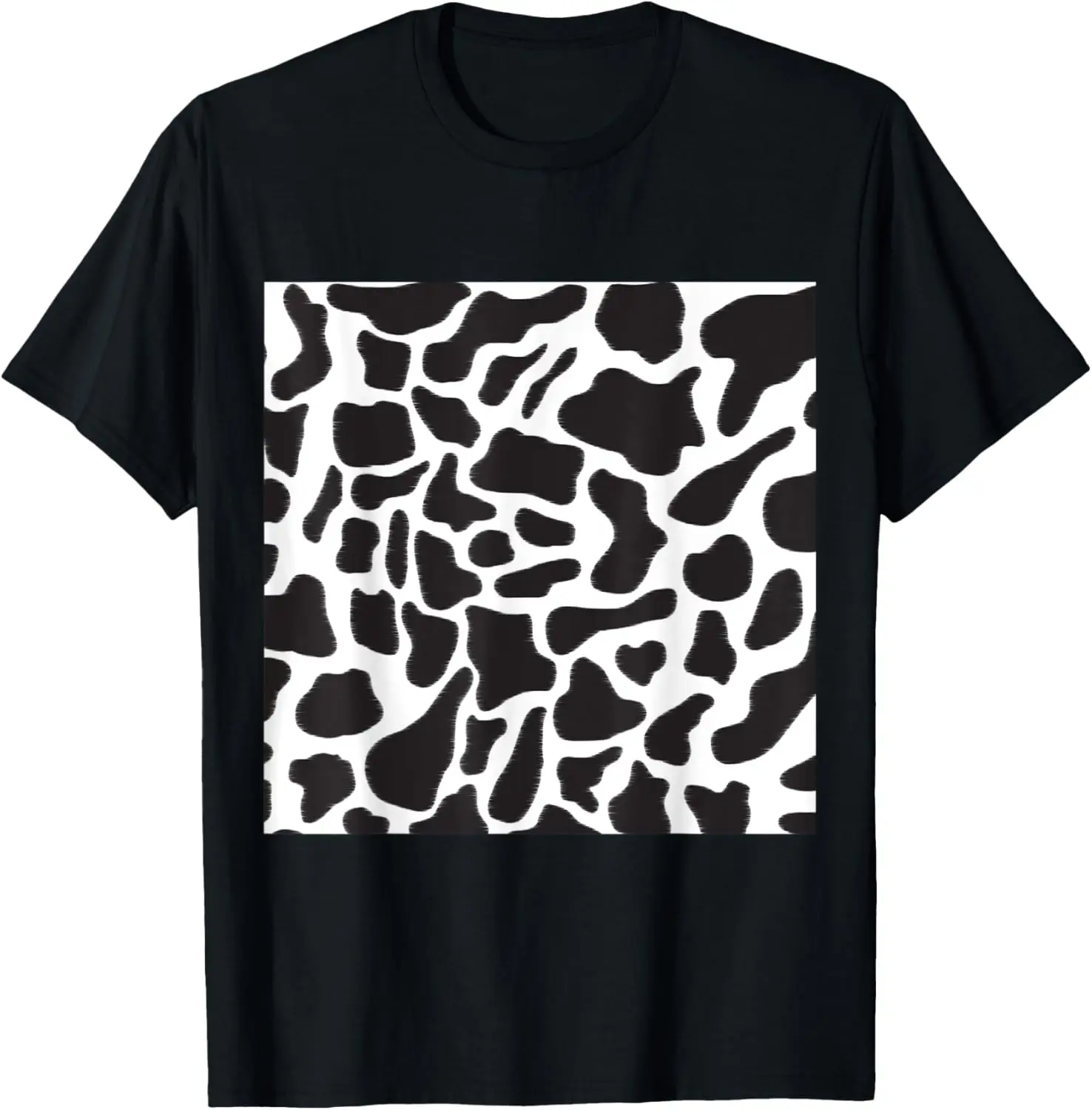 Black & White Cow Spot Animal Print Pattern T-Shirt