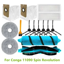 Hepa Filter Mop Rag For Conga 11090 Spin Revolution Main Side Brushes Dust Bags Robot Vacuum Cleaner Parts