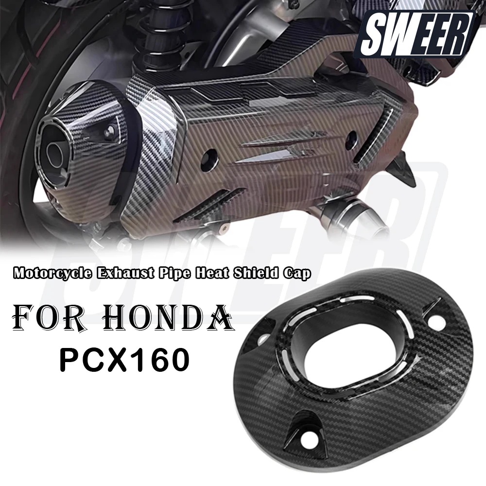 Motorcycle Exhaust Pipe Carbon Fiber Compatible With Honda PCX160 2021-2026 Heat Shield Cap Anti-Scalding Shell Guard Tail Cover