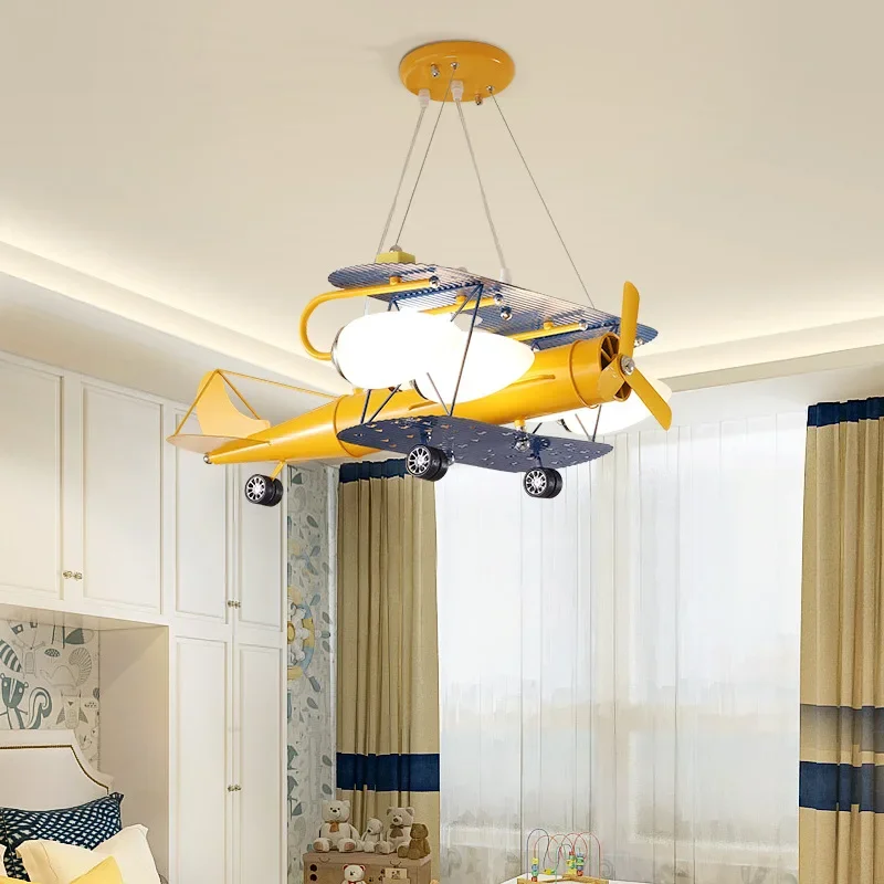 Modern Children Aircraft Ceiling Chandelier for Bedroom Study Nursery Pendant Lamp Minimalist Home Decor Lighting Luster Fixture