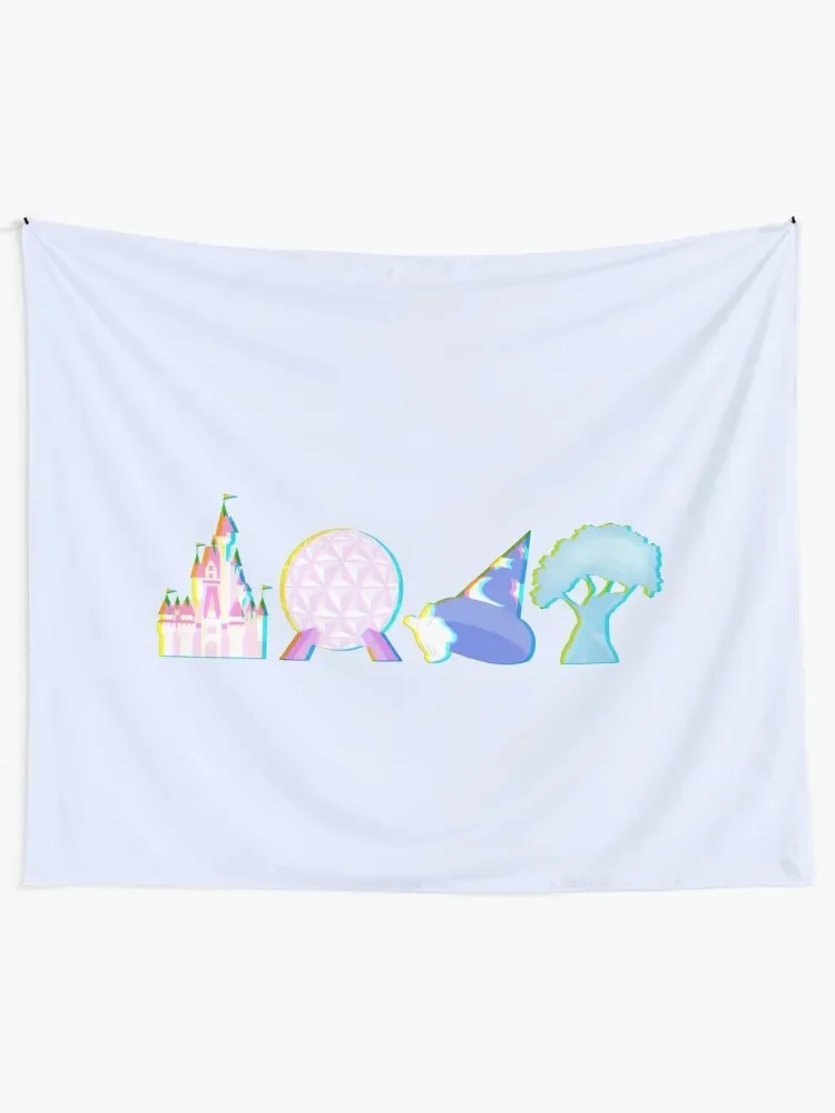 Glitched Four Park Icons Tapestry Aesthetic Room Decor Korean Carpet On The Wall Tapestry