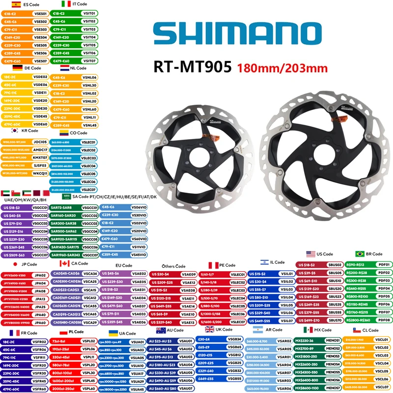 

Shimano XTR RT-MT905 6-Screw Disc Brake Rotor ICE TECHNOLOGIES FREEZA 203mm/180mm For MTB Mountain Bike Original Shimano Parts