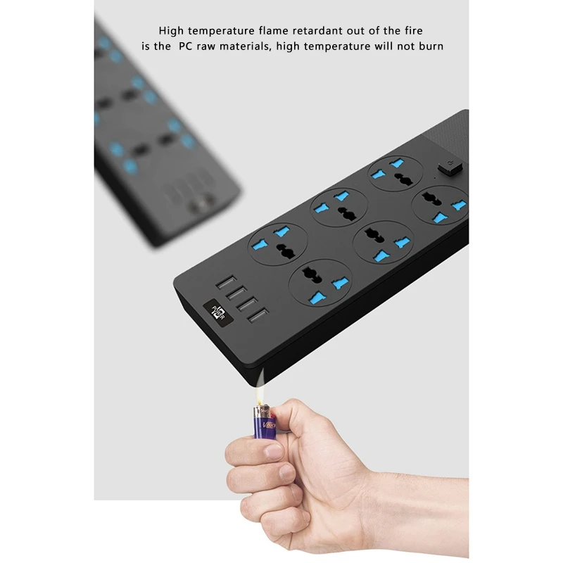 NEW-Power Strip With USB- Extension Cord With 6 Outlets 4 USB Charger Desktop Charging Station For Home Office Dorm