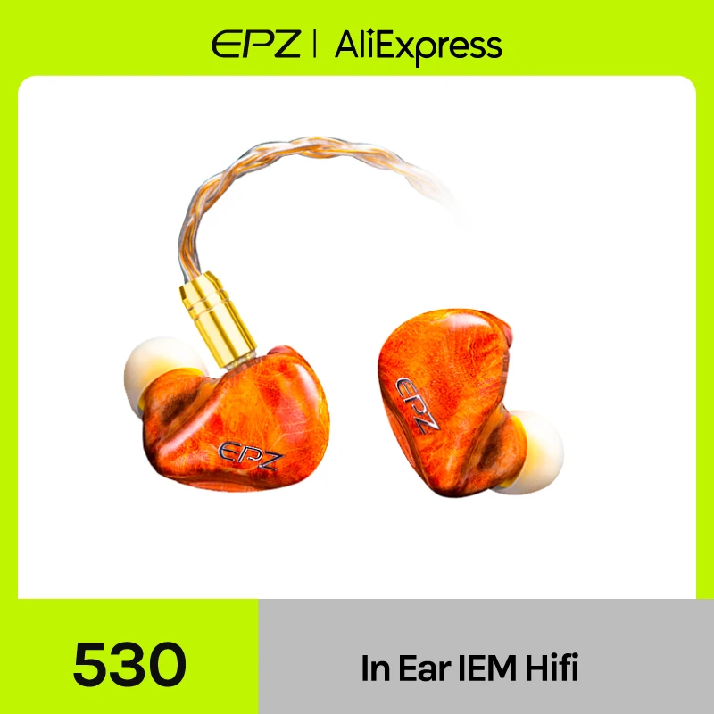 EPZ 530 5BA Monitor IEM Earphone HIFI  In Ear Earbuds Two-In-One 0.78 2 Pin Gold Silver And Palladium Alloy Cable 3.5mm 4.4mm