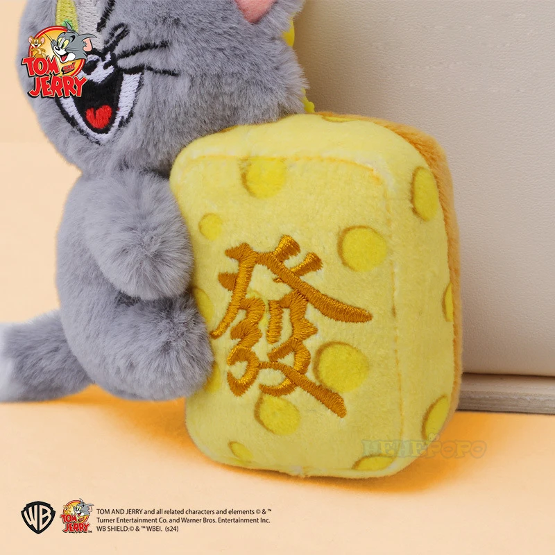 12cm Tom and Jerry Fortune Mahjong Plush Keychain Pendant New Year Tycoon Keychain Cute Bag Hanging - Image 4