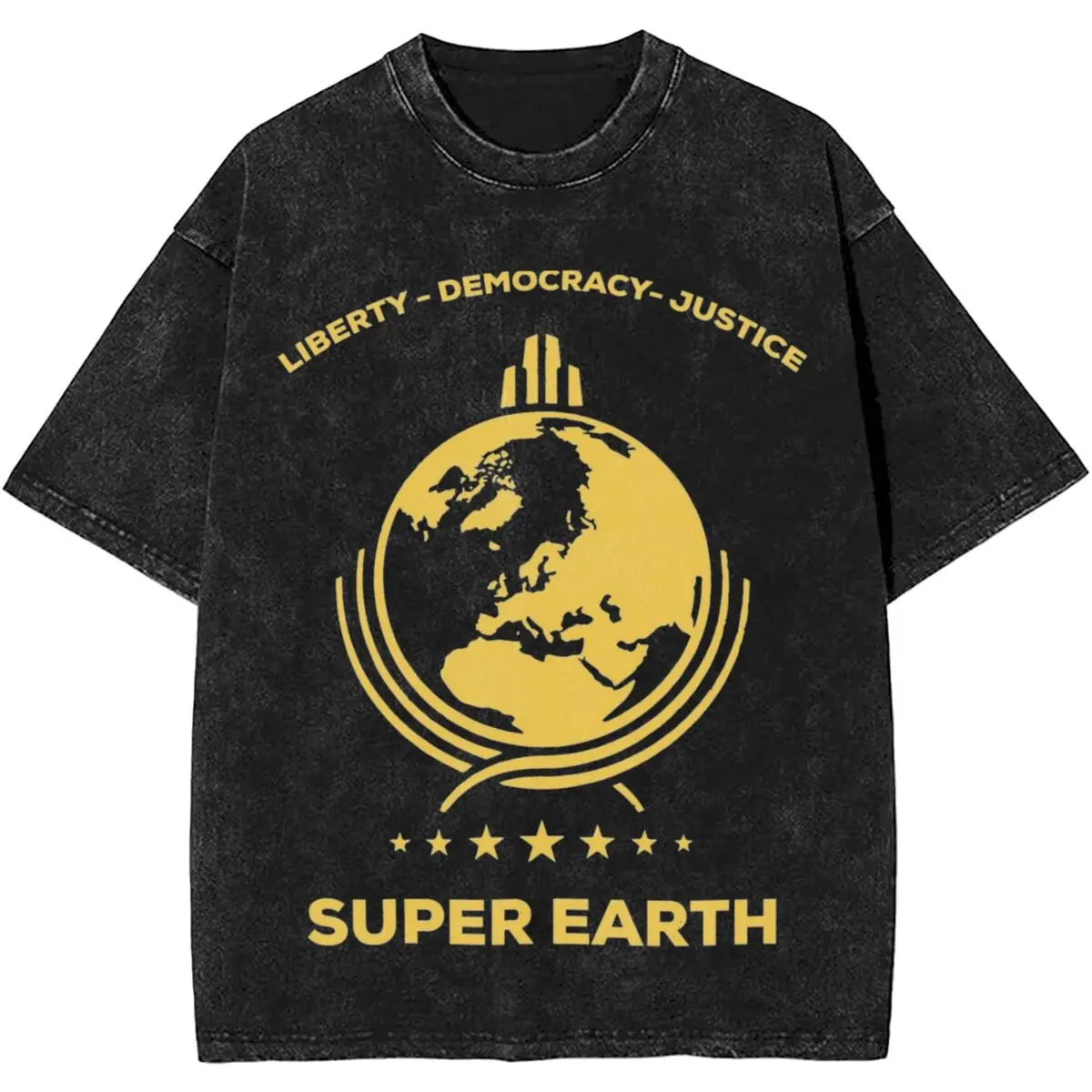 Summer Helldivers 2 Game Washed Shirts Merch Harajuku T-Shirt Super Earth Diving Into Hell for Men Women Tees