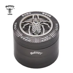 HORNET Diamond & Spider Style Zinc Alloy Tobacco Crusher 50/63MM 4 Piece Spice Crusher Smoking Accessories