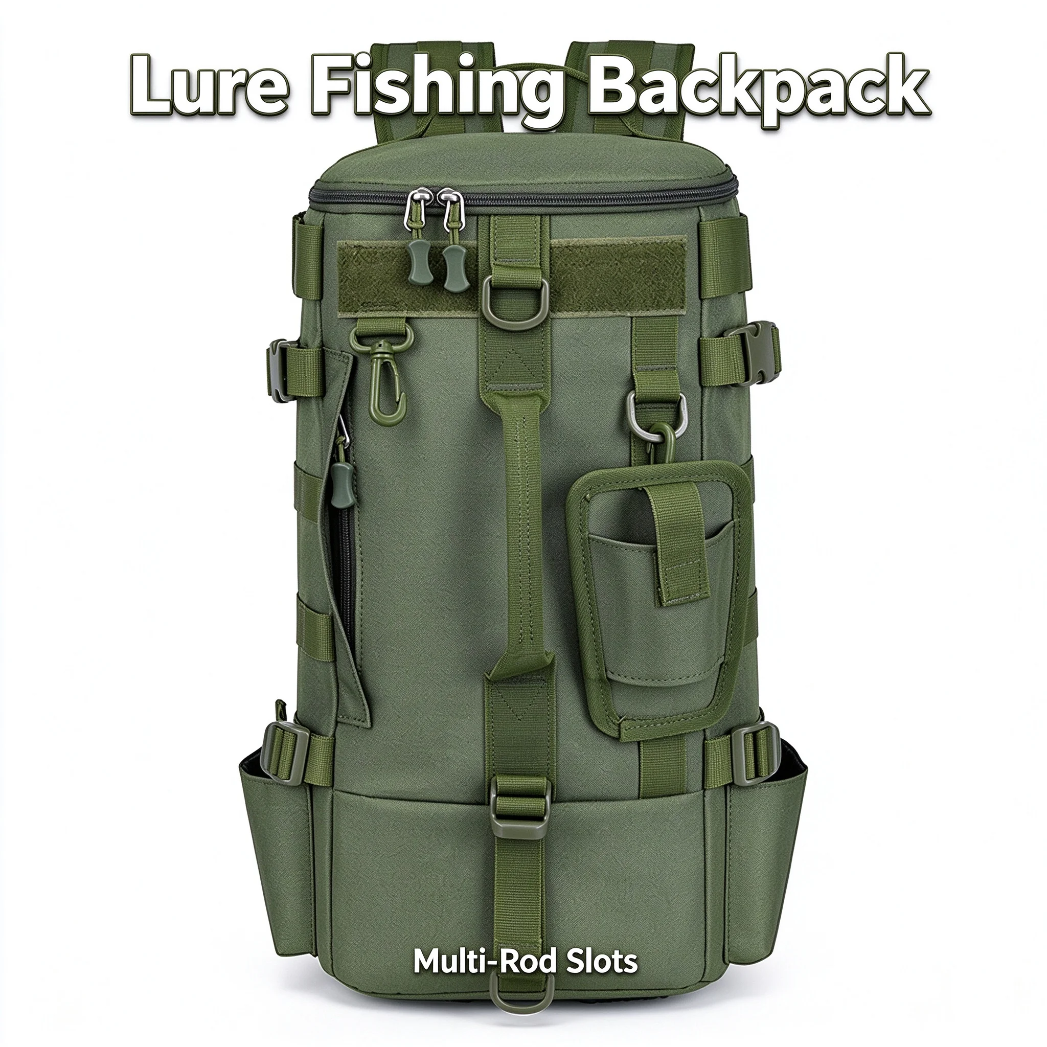 Multi-Rod Fishing Backpack for Men Lure Tackle Organizer Bag Wear-Resistant Oxford Cloth Outdoor Fishing Bag with Rod Slots